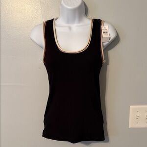 LOFT Black Tank Top with Cream Trim